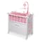 Badger Basket White Cabinet Doll Crib with Pink & White Chevron Bedding